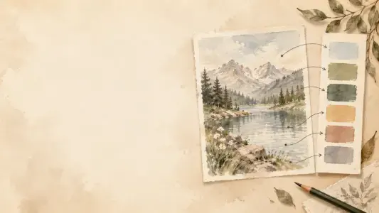 Reference image beside extracted color palette swatches