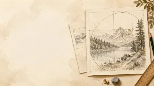 Reference image with an adjustable rule of thirds composition overlay