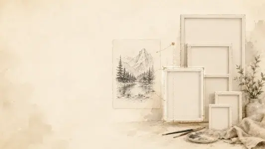 Mountain reference displayed beside blank canvases in different proportions